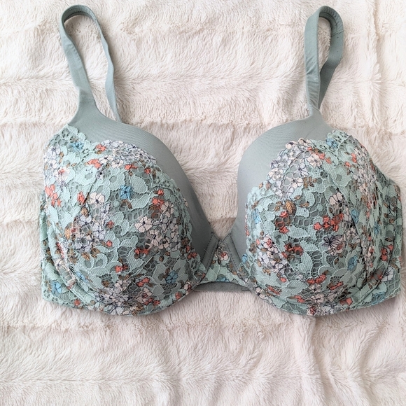 Victoria's Secret Body By Victoria Lined Demi lace floral Bra sage green 34DDD - Picture 2 of 8